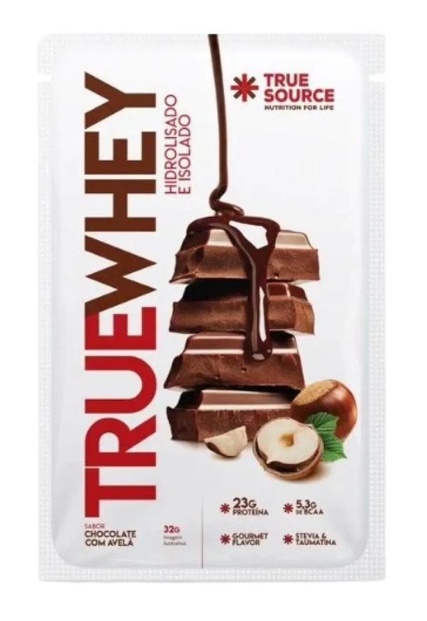 True Proteína Whey Chocolate com Avelã Sachê True Source 32g