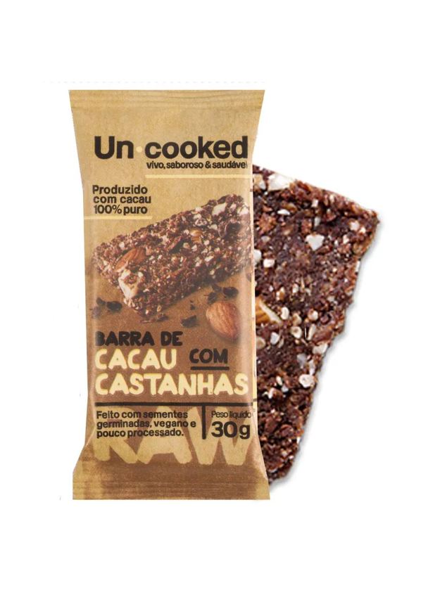 Uncooked Barra de Cacau com Castanhas Sem Glúten Vegano 30g