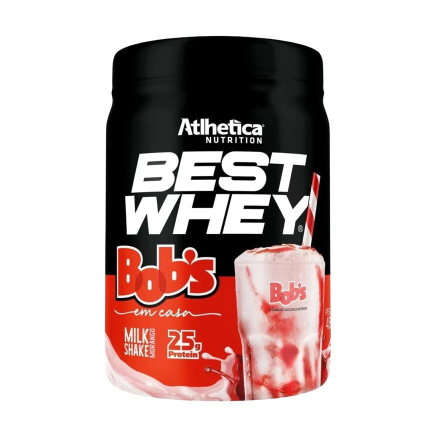 Protein Whey Best Whey Atlhetica Nutrition Milkshake de Morango Bob’s 450g