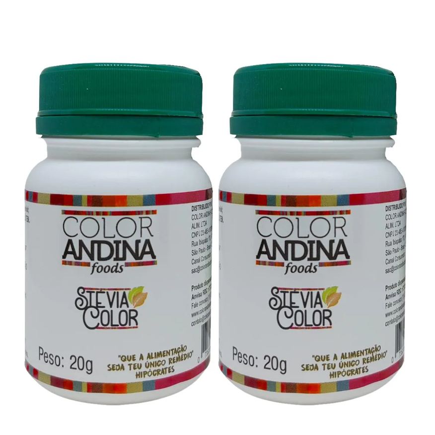 Color Andina Adoçante Dietético Stévia Food, 2 Potes de 20g