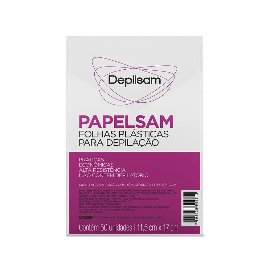 Folhas Papelsam Plásticas para Depilção Depilsam 50 Fls