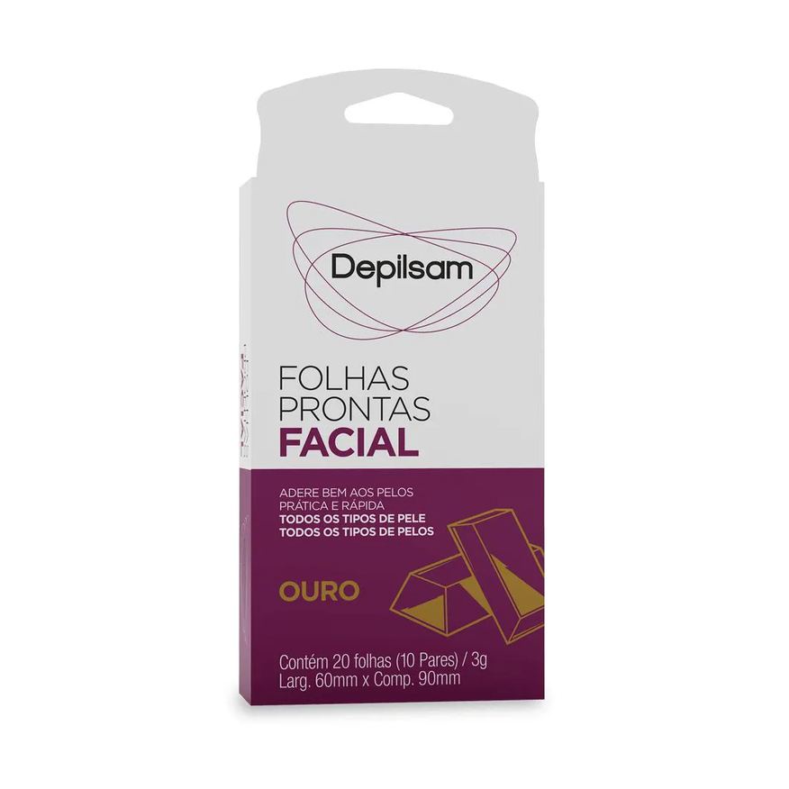 Prontas Folhas Facial Depilsam Ouro 10 Pares