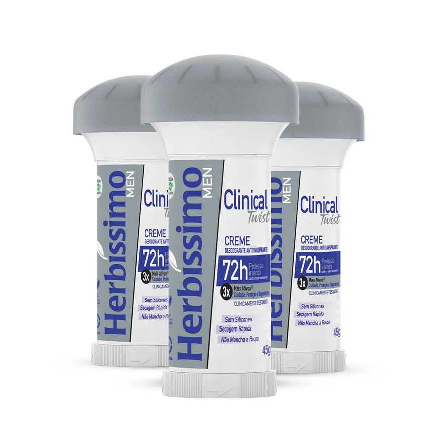 Elseve Kit Desodorante Twist Antitranspirante Herbíssimo Clinical Men 45g C/3 Unidades