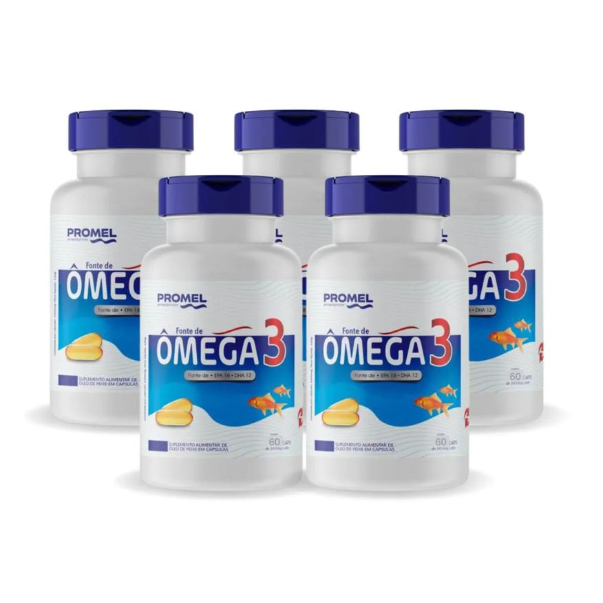 Promel Kit com 05 - Ômega 3 60 Capsulas de 1450mg