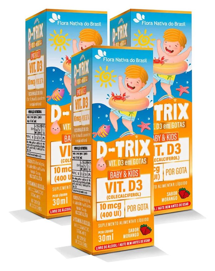 Flora Nativa do Brasil Kit com 3 D-trix - Vitamina D3 Kids em Gotas 30ml
