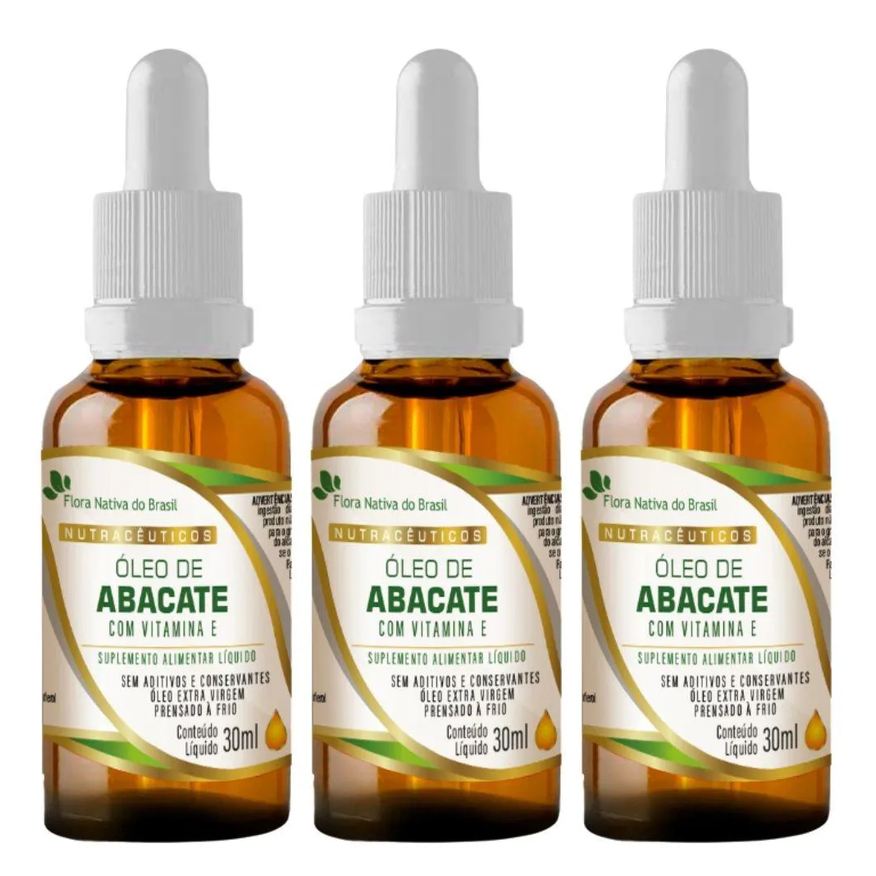 3x Kit Óleo de Abacate com Vitamina e em Gotas 30ml – Flora Nativa