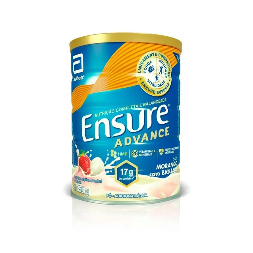 Ensure Suplemento Nutricional Advance Sabor Morango com Banana 850g