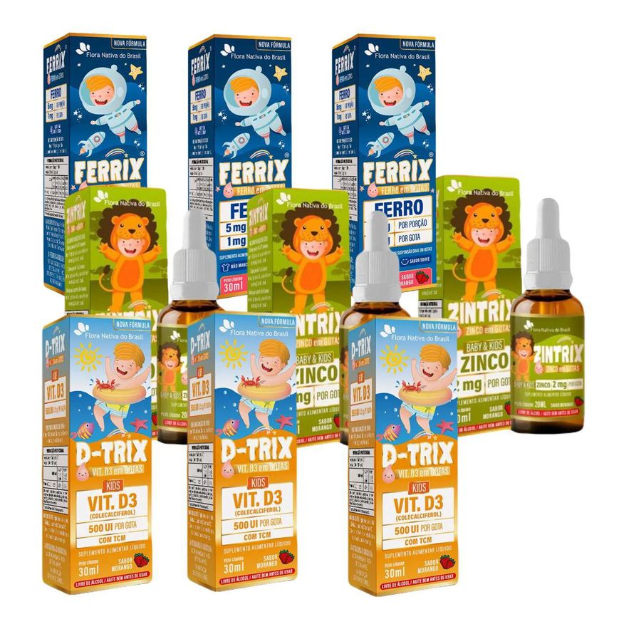Ferrix 3x Ferro + 3x D Trix Vitamina D3 – 3x Zintrix Zinco