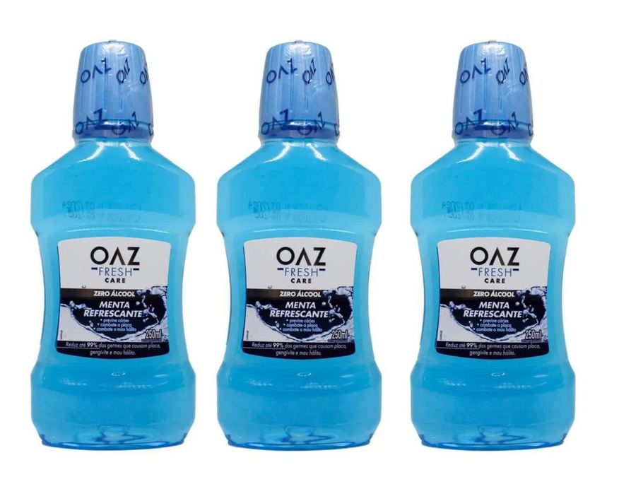 Eurofarma Kit 3 Enxaguante Bucal Oaz Fresh Menta Refrescante 250ml