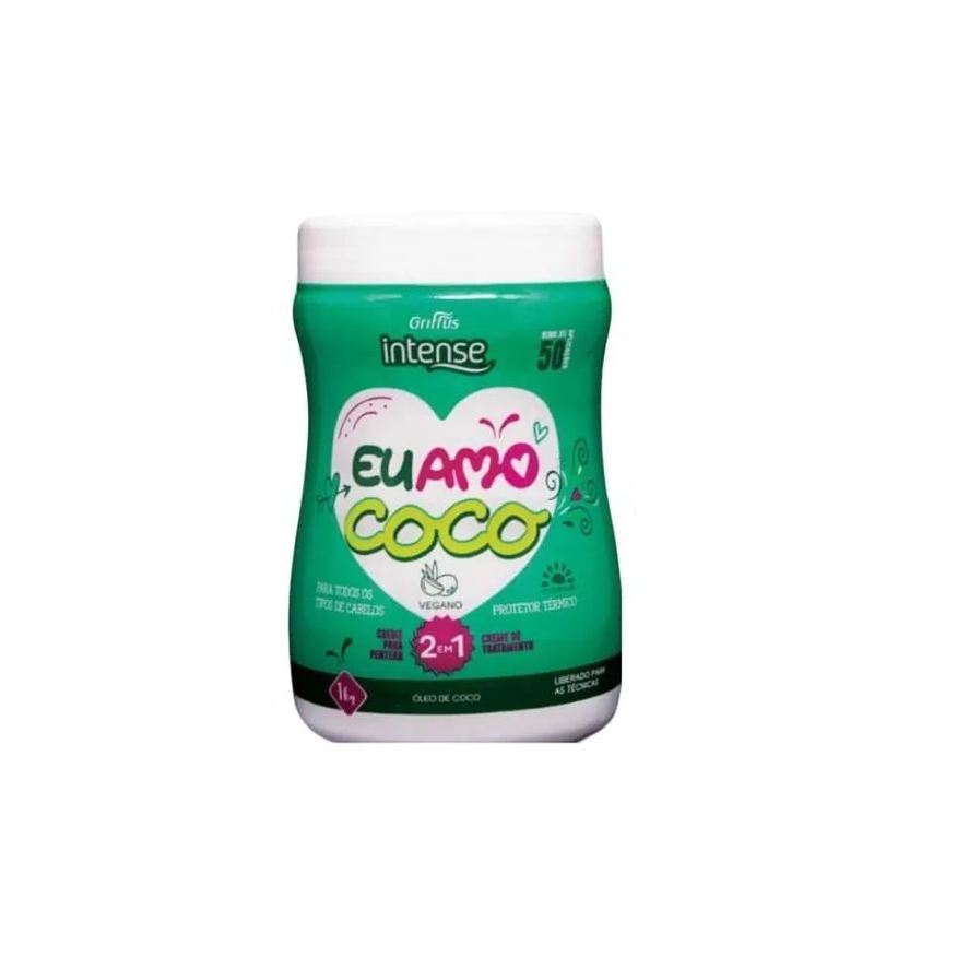 griffus Creme para pentear e tratamento 2 em 1 vegano eu amo coco intense 1kg
