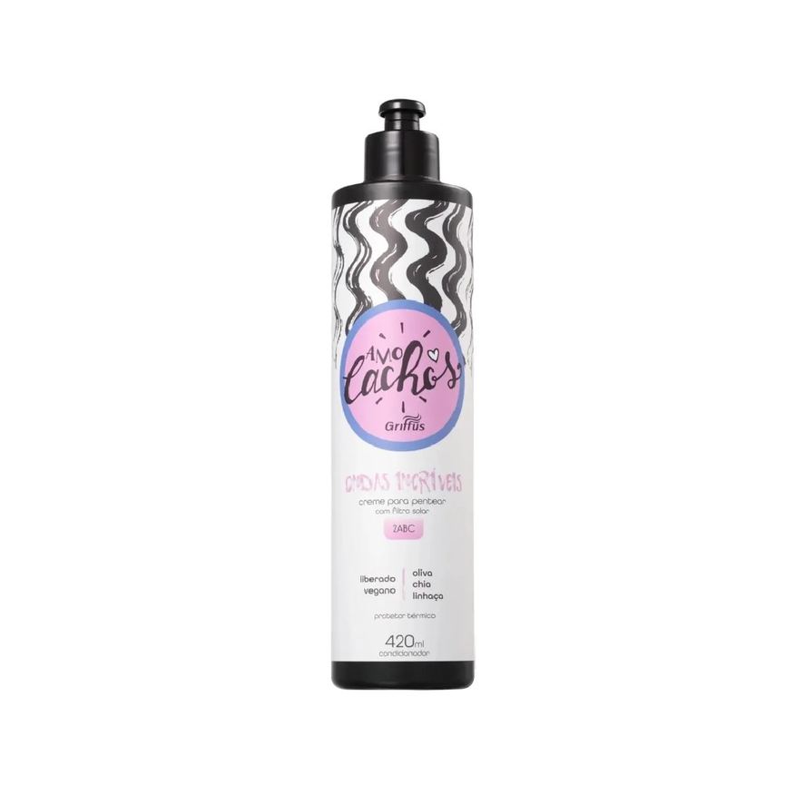 Griffus Creme para Pentear 2abc Ondas Incríveis Vegano Amo Cachos 420ml