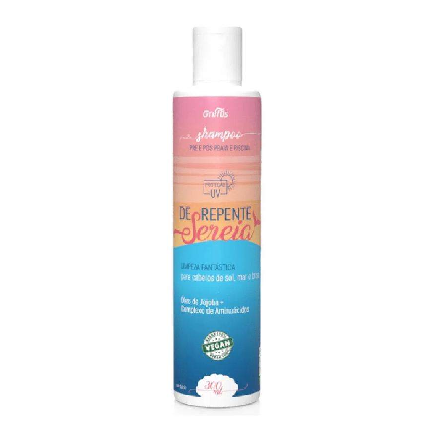 Griffus Shampoo Pré e Pós Praia e Piscina para Cabelos de Sol, Mar e Brisa Vegano de Repente Sereia 300ml