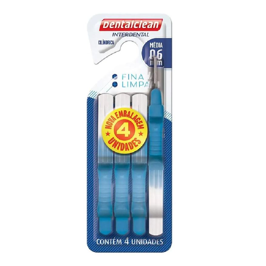 Dentalclean Escova de Dente Interdental Cilíndrica Média 0.6mm 4 unidades