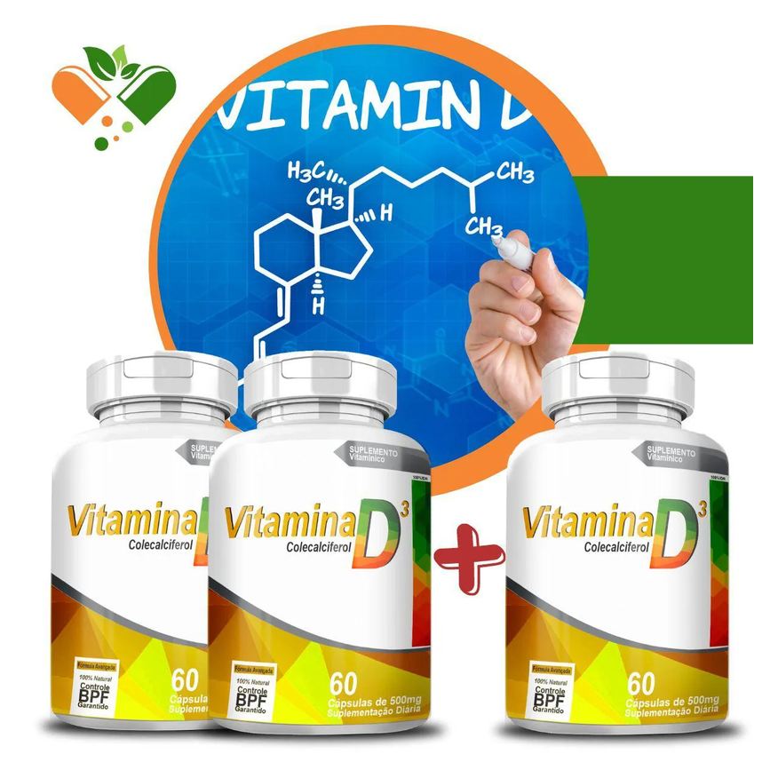 4Elementos Compre 2 Leve 3 Vitamina D 500mg 60 cápsulas