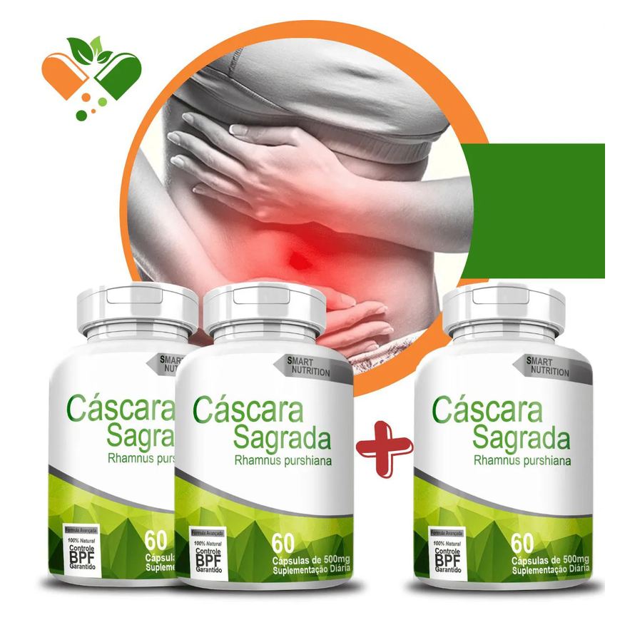4Elementos Compre 2 Leve 3 Potes Cascara Sagrada 500mg 60 cápsulas