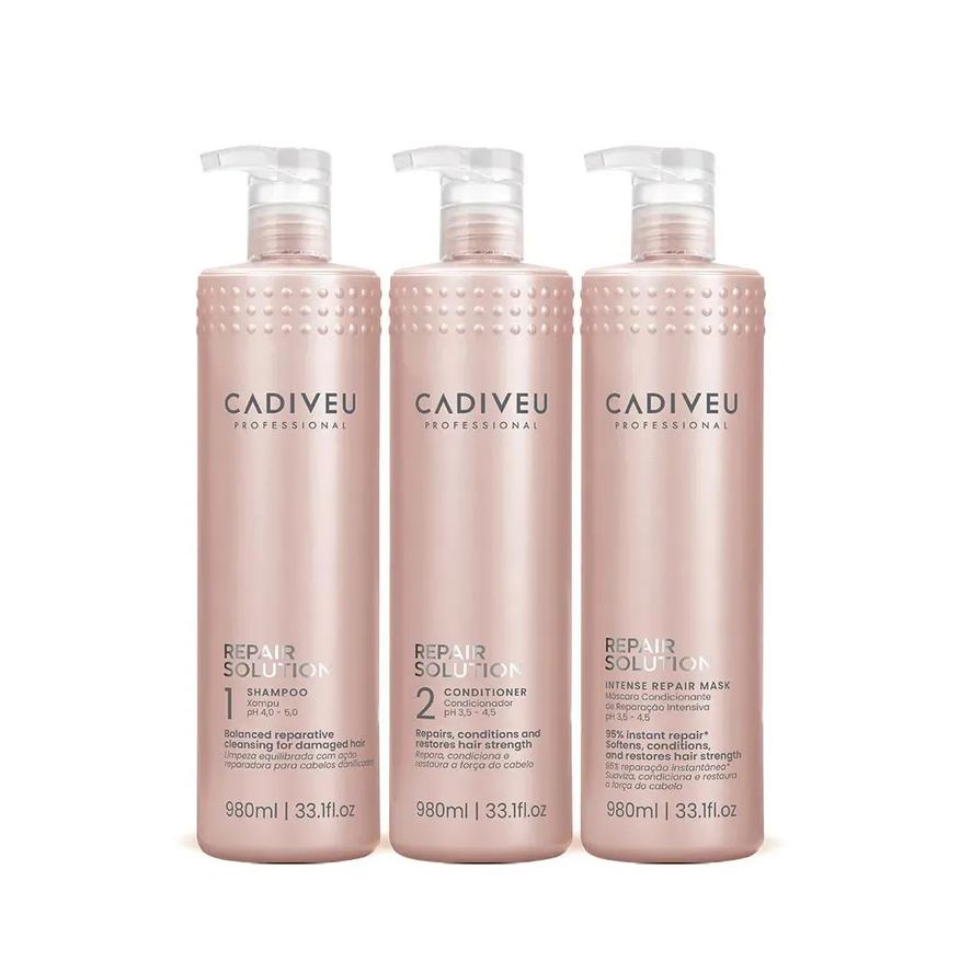 Cadiveu Kit Repair Solution Shampoo Condicionador e Máscara (3 Produtos)