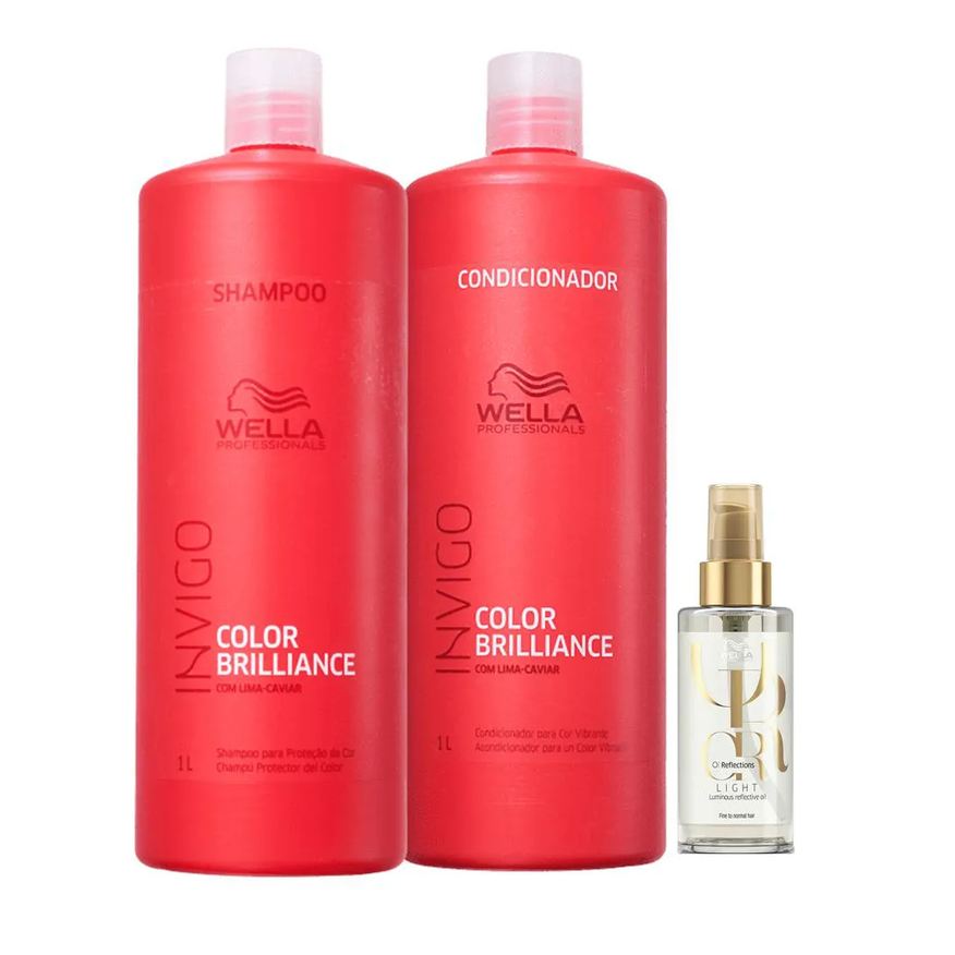 Wella Professionals Invigo Color Brilliance Shampoo+condicionador 1l+oil Reflections Light 100ml