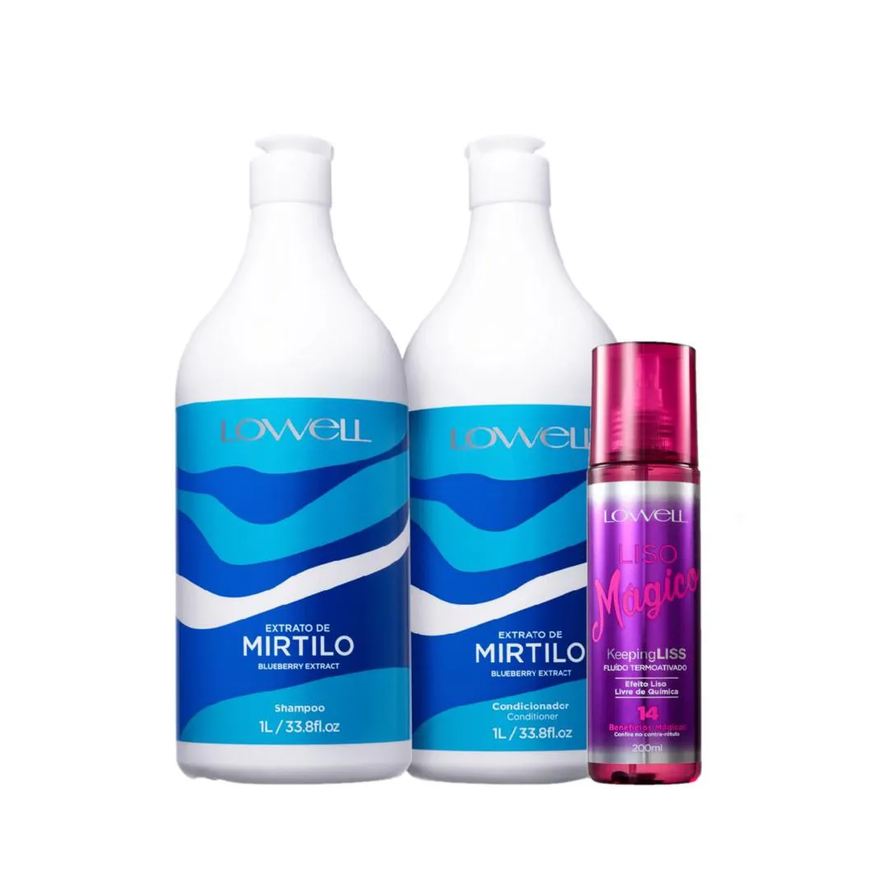 Lowell Kit Extrato de Mirtilo Trio Salon Termoativado (3 Produtos)