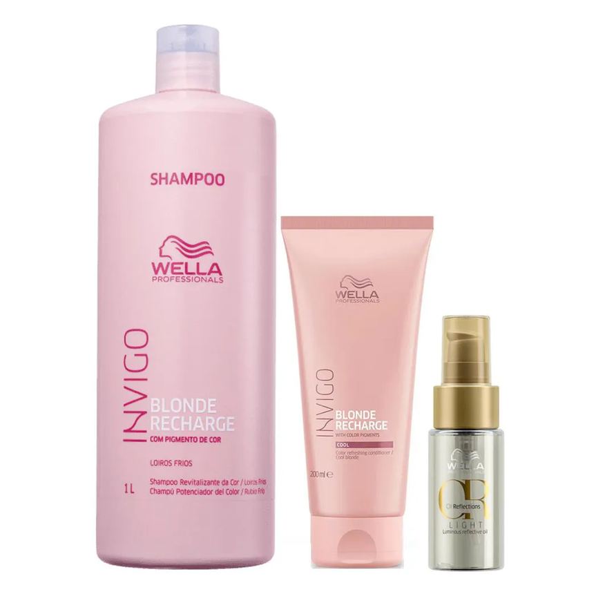Wella Professionals Blonde Recharge - Shampoo 1l +condicionador 200ml+oil Reflections Light 30ml