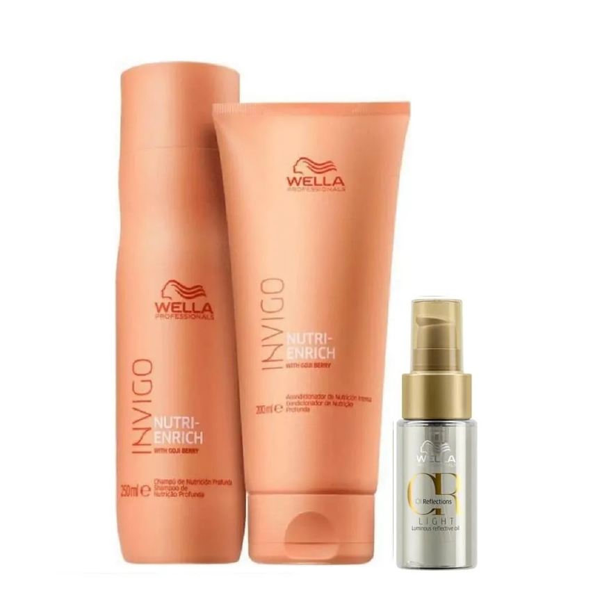 Wella Professionals Invigo Nutri - Enrich Shampoo 250ml+condicionador 200ml+oil Reflections Light 30ml