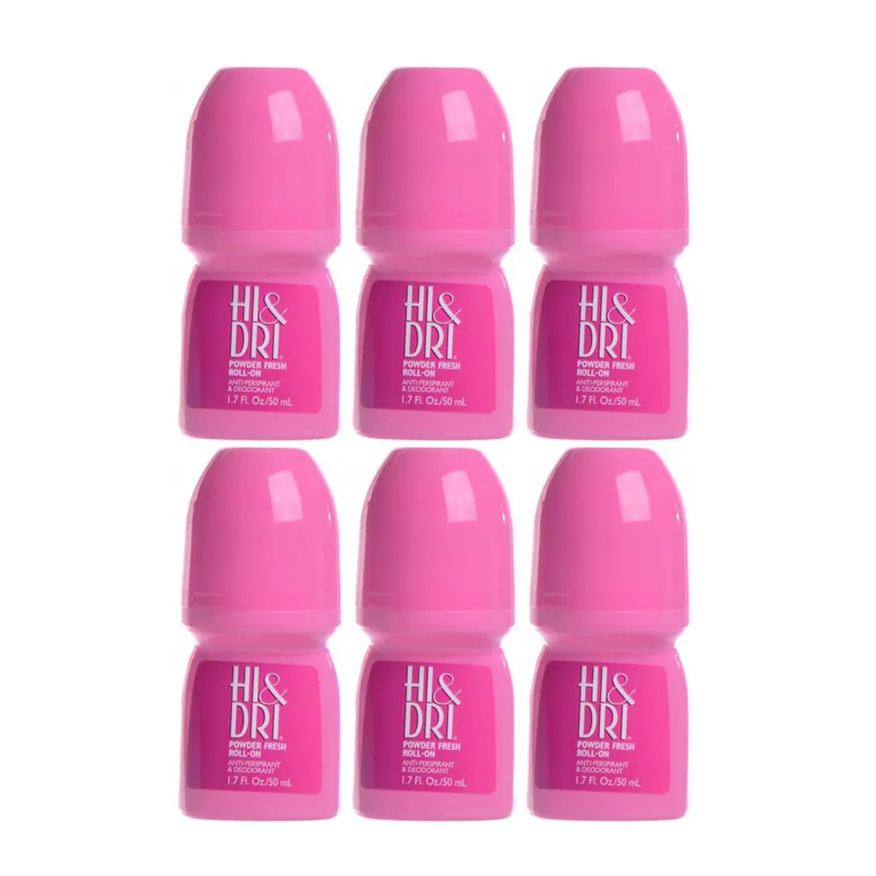 Hi Dri Kit Desodorante Antitranspirante Roll-on Hi & Dri Powder Fresh Feminino 50ml 6 unidades