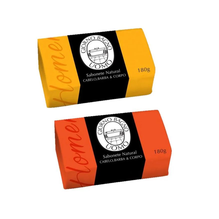 Giorno Bagno Kit Giorno Uomo Amarelo e Laranja Sabonetes Naturais em Barra (2 Produtos)