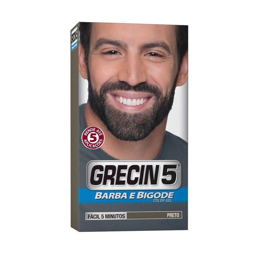 Grecin 5 Color Gel Barba, Bigode e Costeletas Preto M-110