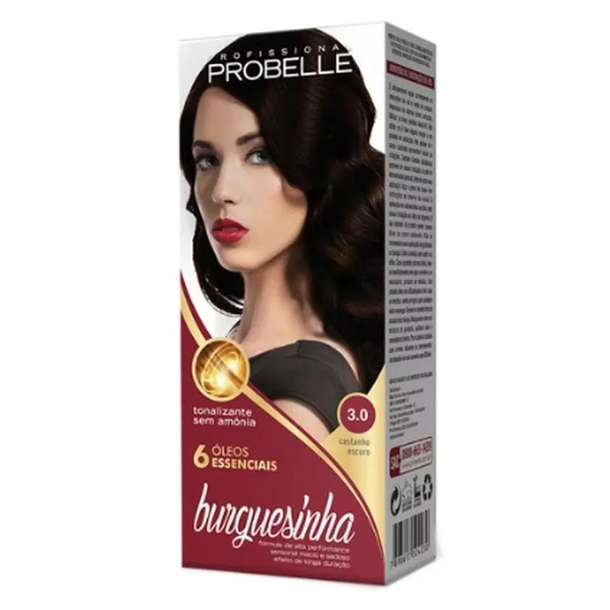 Probelle Tintura Burguesinha sem Amonia 3.0 Castanho Escuro