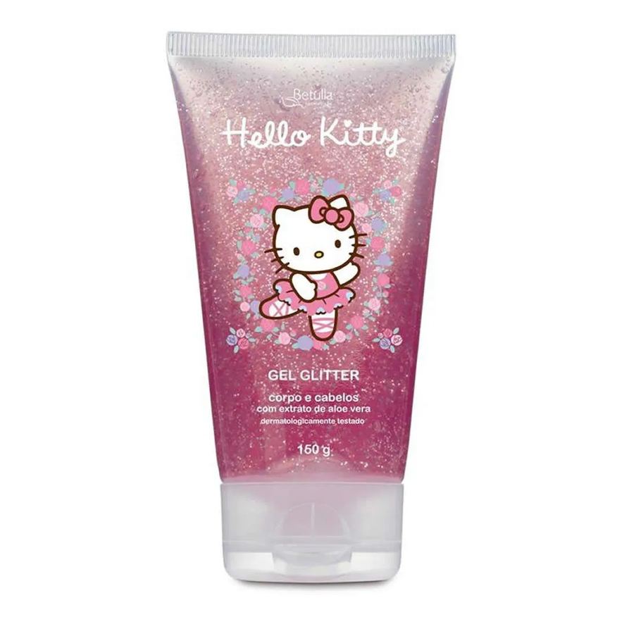 Infantil Gel Cabelo e Corpo Glitter Hello Kitty 180g