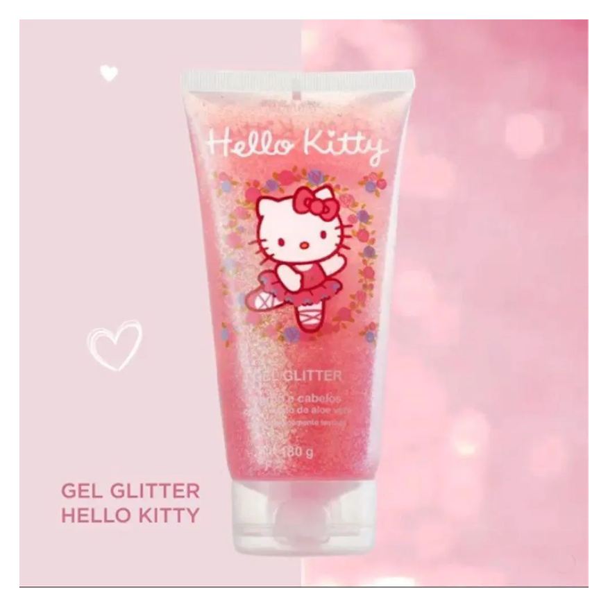 Infantil Gel Cabelo e Corpo Glitter Hello Kitty 180g