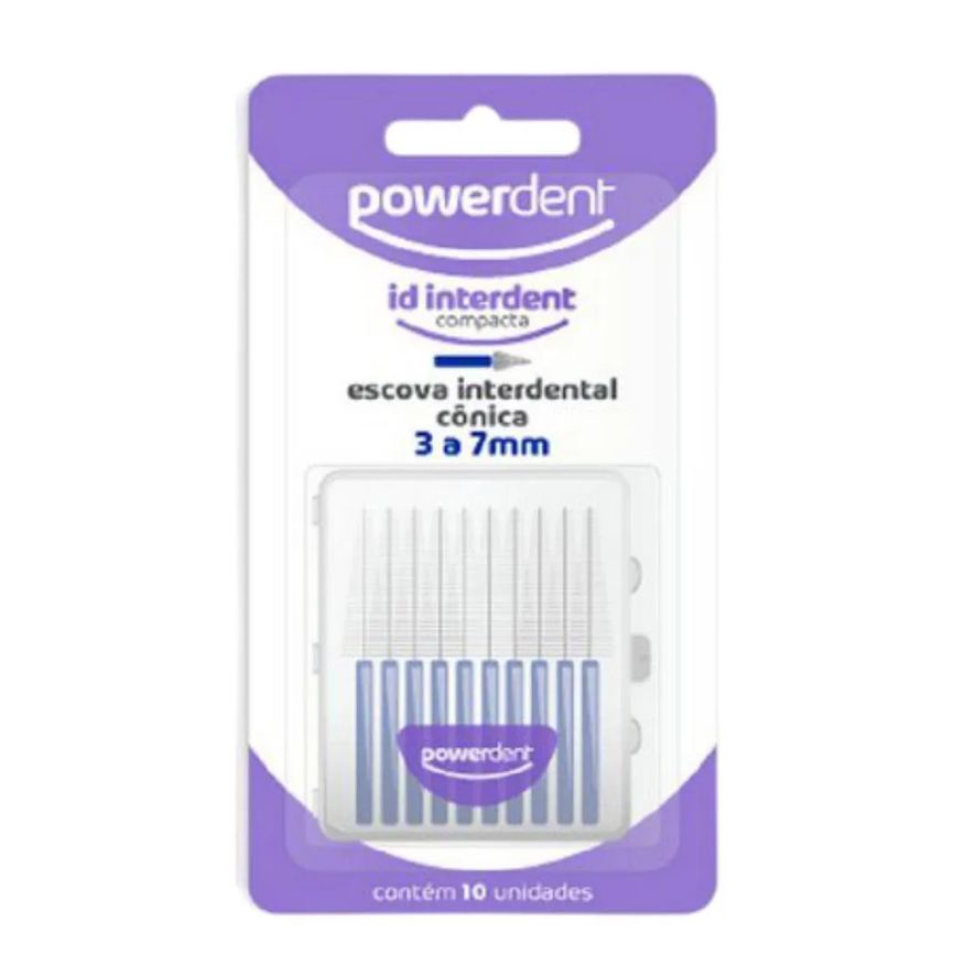 Powerdent Escova Interdental Conica 3 a 7mm Azul 10un R:1240
