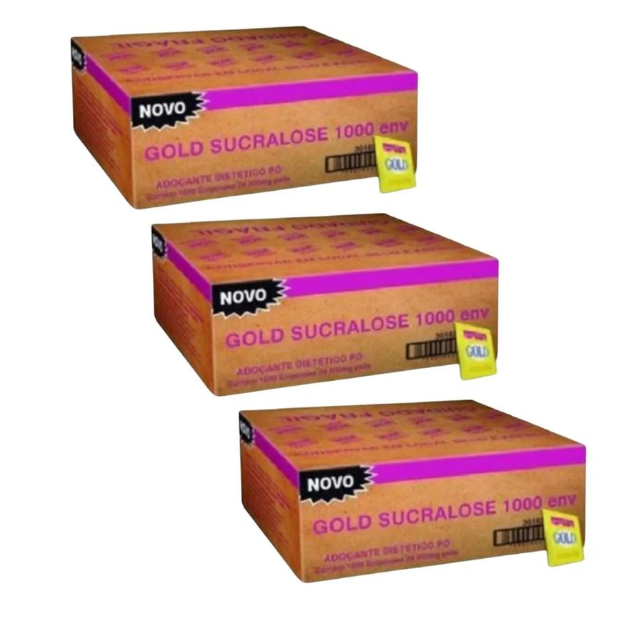 Gold Kit 3uni Adoçante Sucralose em Pó - Cx. 1000 Env. - Gold