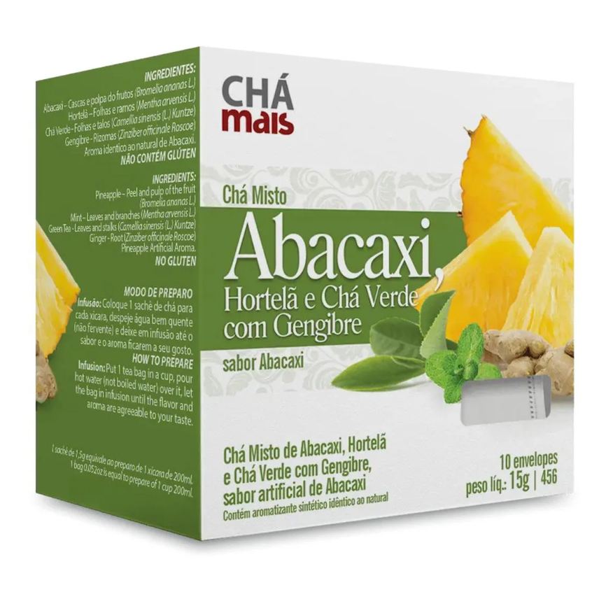 Chá Mais Clinicmais Chá Abacaxi, Hortela e Chá Verde com Gengibre 10 Sachês
