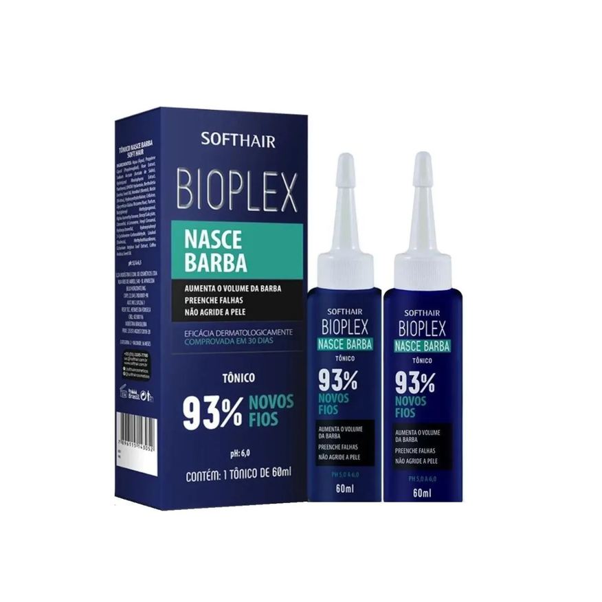 Soft Hair 2 Preenchedor Barba Falhada Tônico Bioplex para Crescimento