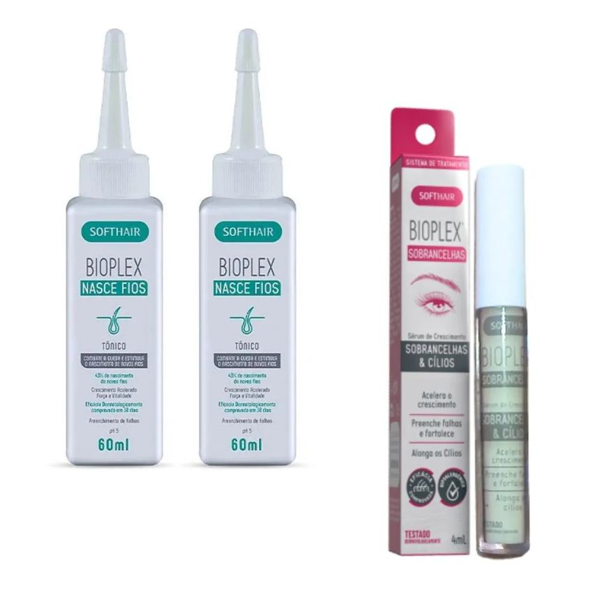 Bio Soft Serum para Crescer Cilios Sombrancelha + 2 Tônico de Cabelo