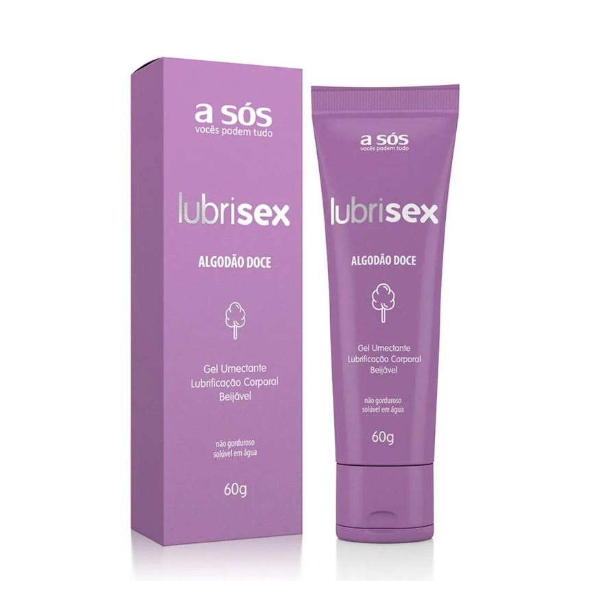 Lubrisex Gel de Algodao Doce Beijável e Hipoalergênico 60g