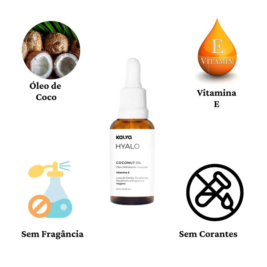 Oleo 3 de Coco Cuidado Intimo Puro sem Perfume Hyalo Coconut