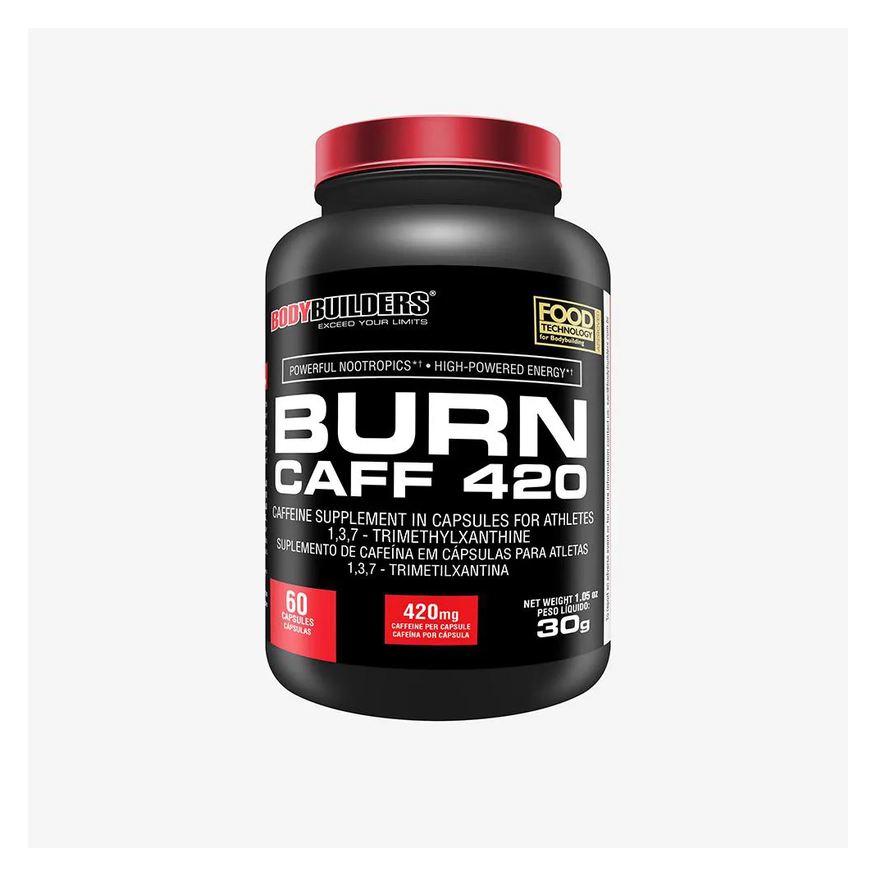 Bodybuilders Pré-treino Burn Caff 420 Cafeína 60 cápsulas