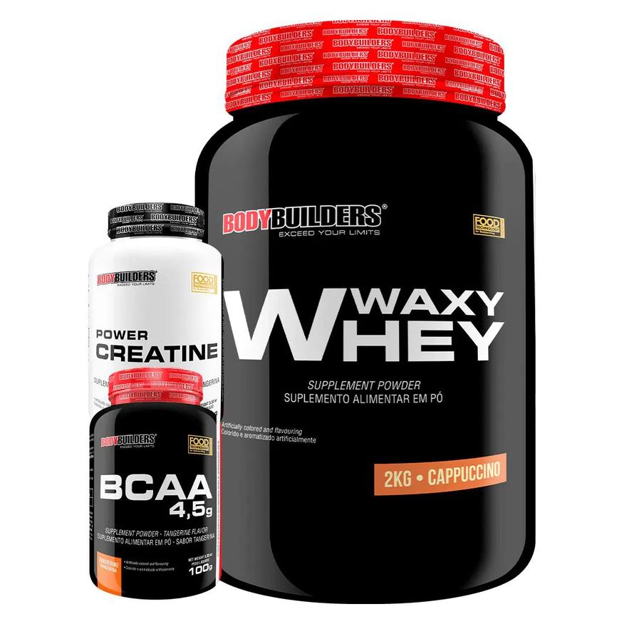 Bodybuilders Kit Waxy Whey 2kg + Bcaa 4.5 100g + Power Creatina 100g – Cappuccino