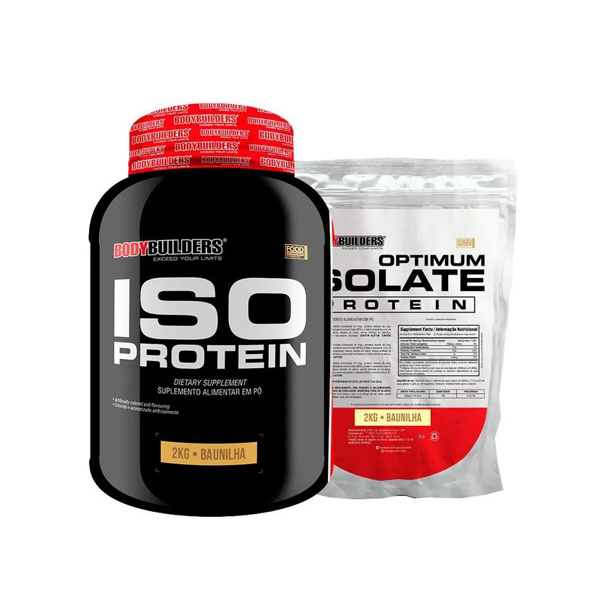 Bodybuilders Kit Whey Protein Iso Protein 2kg + Optimum Isolate Protein 2kg Refil - Chocolate