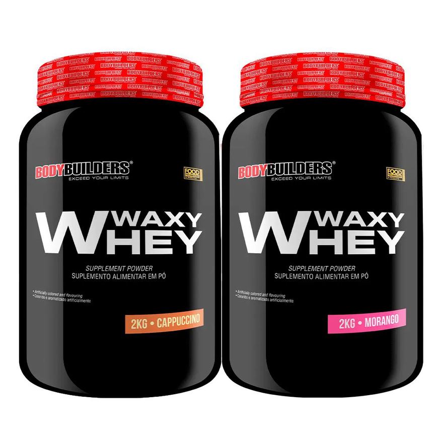 Bodybuilders 2x Whey Protein Waxy Whey (35%) - 2kg - Morango e Cappuccino
