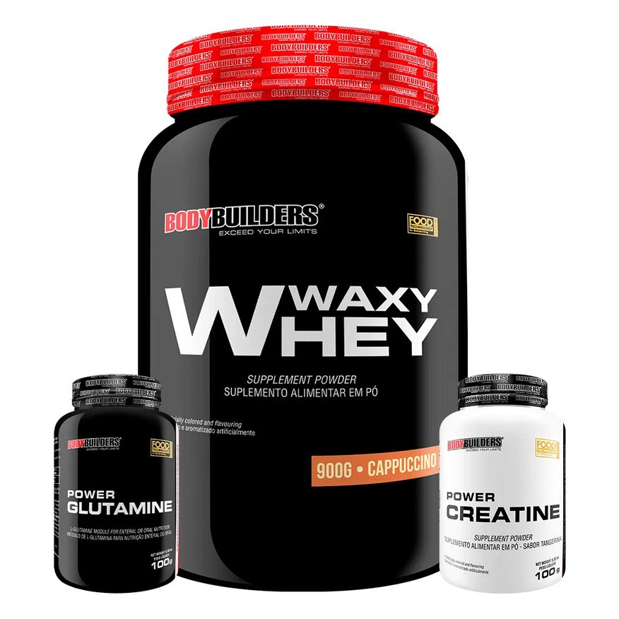 Bodybuilders Kit Waxy Whey 900g + Power Creatine 100g + Power Glutamine 100g - Cappuccino