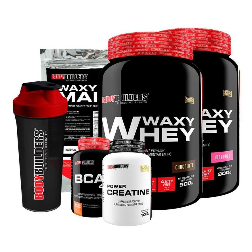 Bodybuilders Kit 2x Waxy Whey 900g + Bcaa 100g + Power Creatine 100g + Waxy Maize 800g + Coq – Chocolate