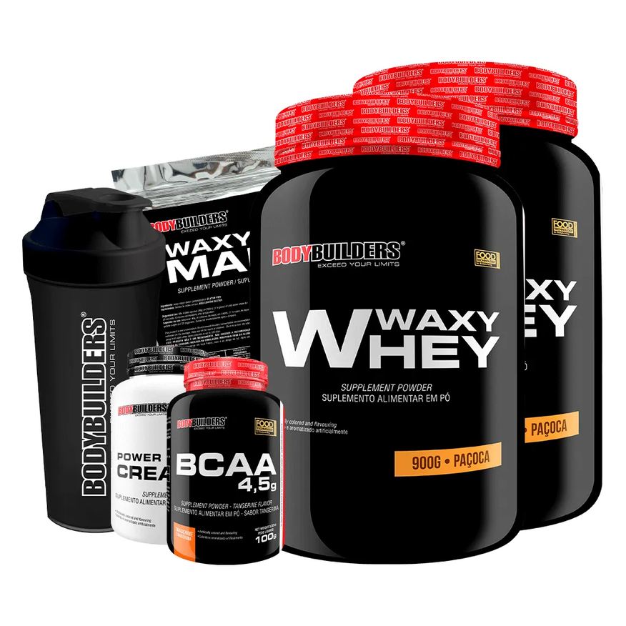 Bodybuilders Kit 2x Waxy Whey 900g + Bcaa 100g + Power Creatine 100g + Waxy Maize 800g + Coq – Paçoca