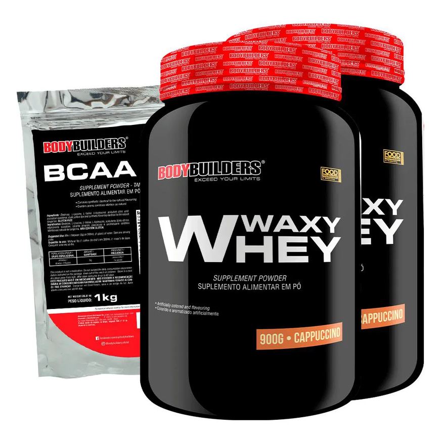 Bodybuilders Kit 2x Waxy Whey 2kg + Bcaa 1kg Tangerina - Cappuccino