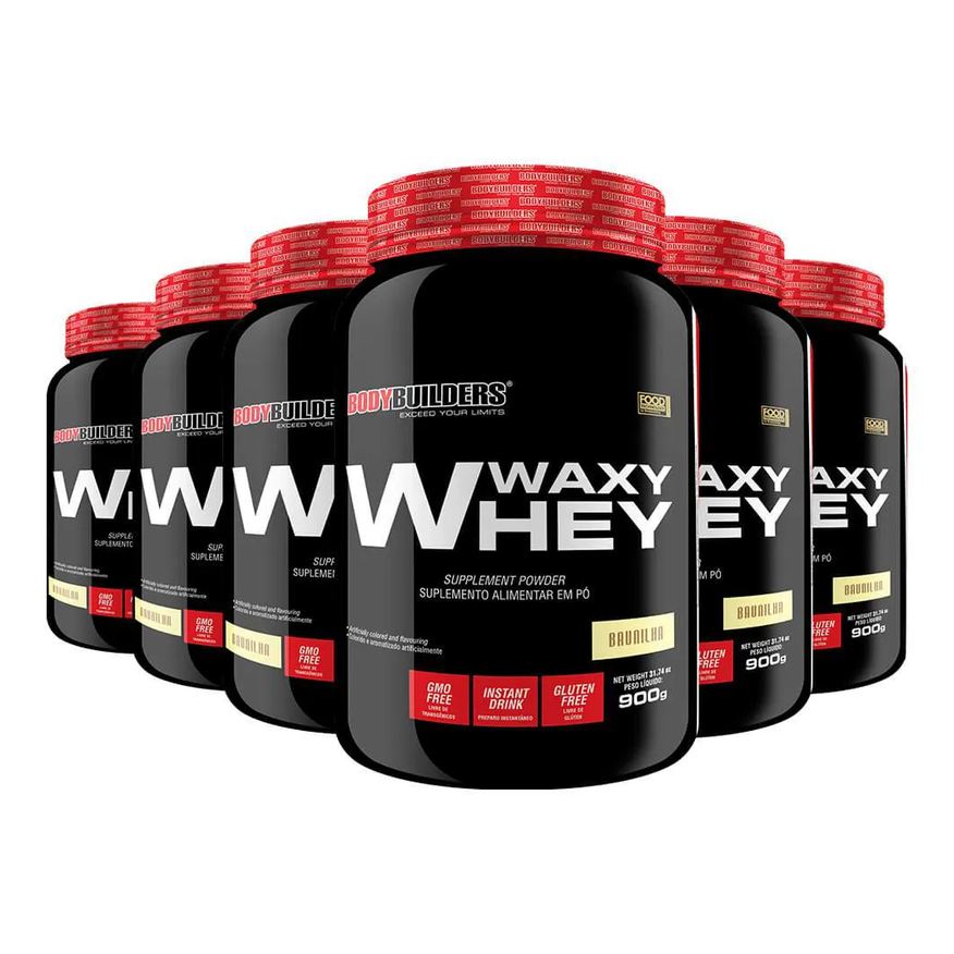 Bodybuilders Kit 6x Whey Protein Waxy Whey 900g - Morango