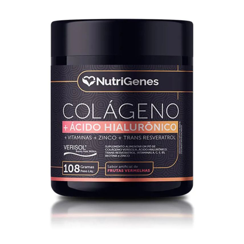 Nutrigenes Colágeno Verisol com Ácido Hialurônico 108g Sabor Frutas Vermelhas