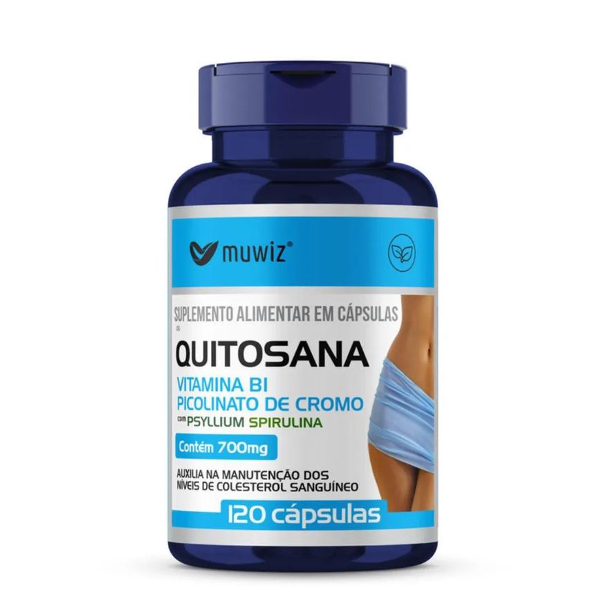 Muwiz Quitosana, Spirulina, Psyllium, B1 e Cromo 120 cápsulas 700mg