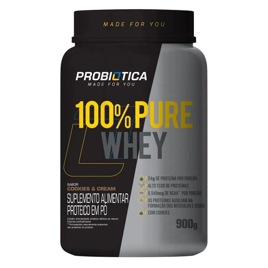 PROBIóTICA 100% PURE WHEY CONCENTRADO 900g SABOR COOKIES CREAM