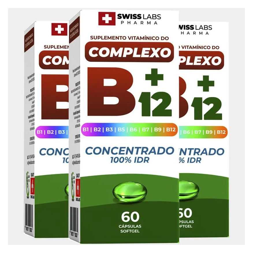 Swiss Labs Pharma Kit 3 Complexo B12 Concentrado 100% Idr Swiss Labs 60 cápsulas